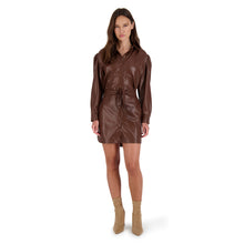 Load image into Gallery viewer, FAUX NELLY VEGAN LEATHER DRESS WALNUT