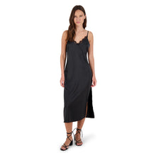 Load image into Gallery viewer, SUNSET SLIP MIDI DRESS BLACK
